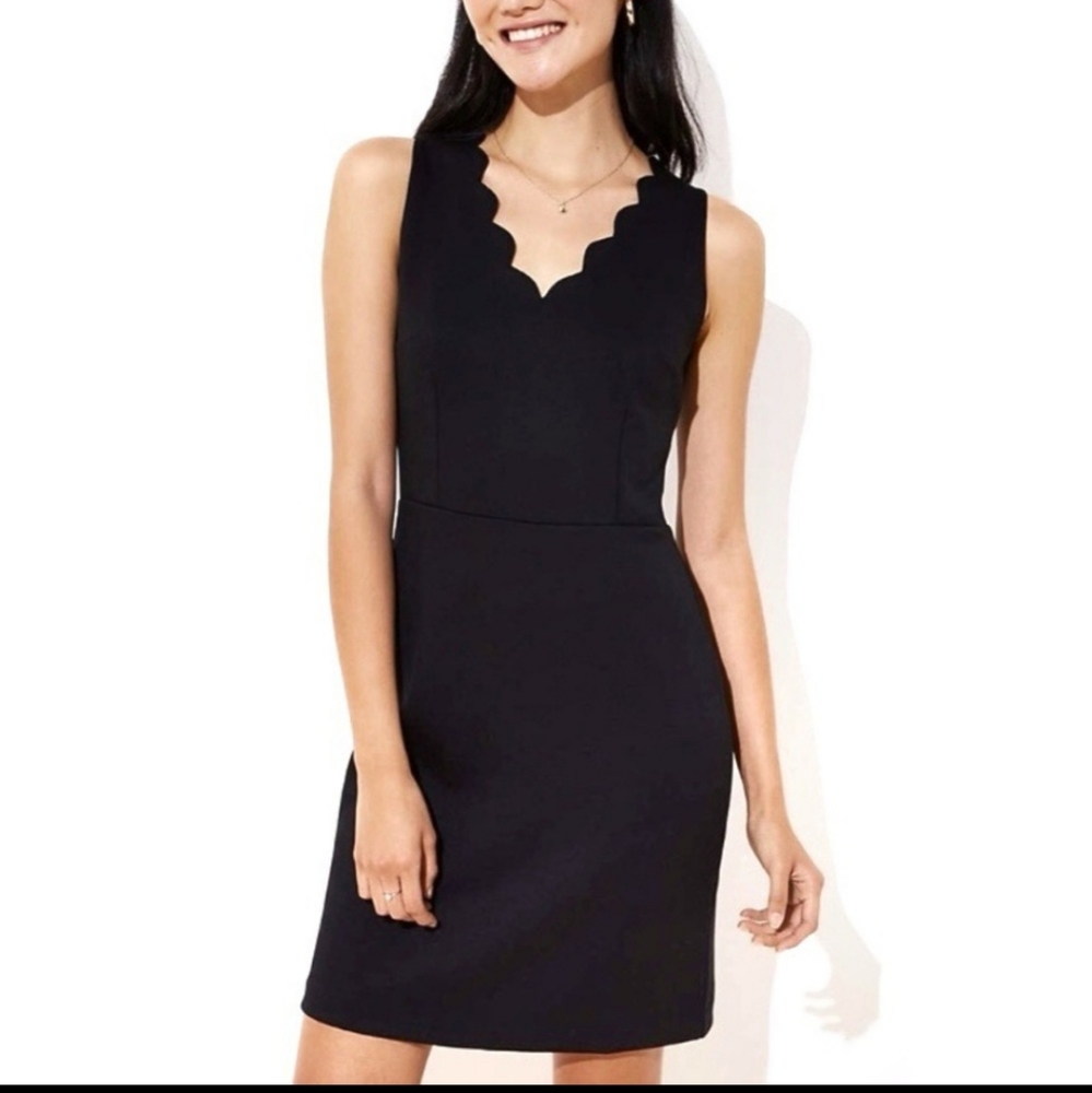 NWT Loft little black dress w/ scallop detail